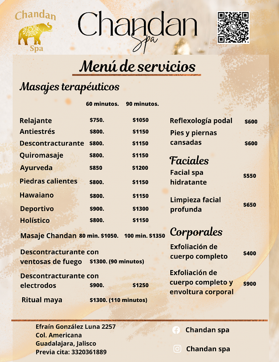 Menú de servicios